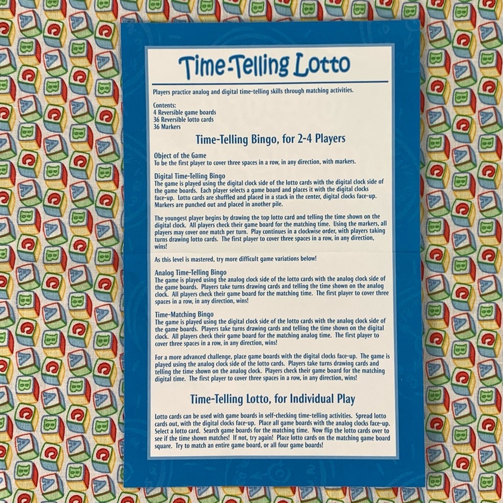 Time-Telling Lotto Learning Game. - Picture 3 of 9